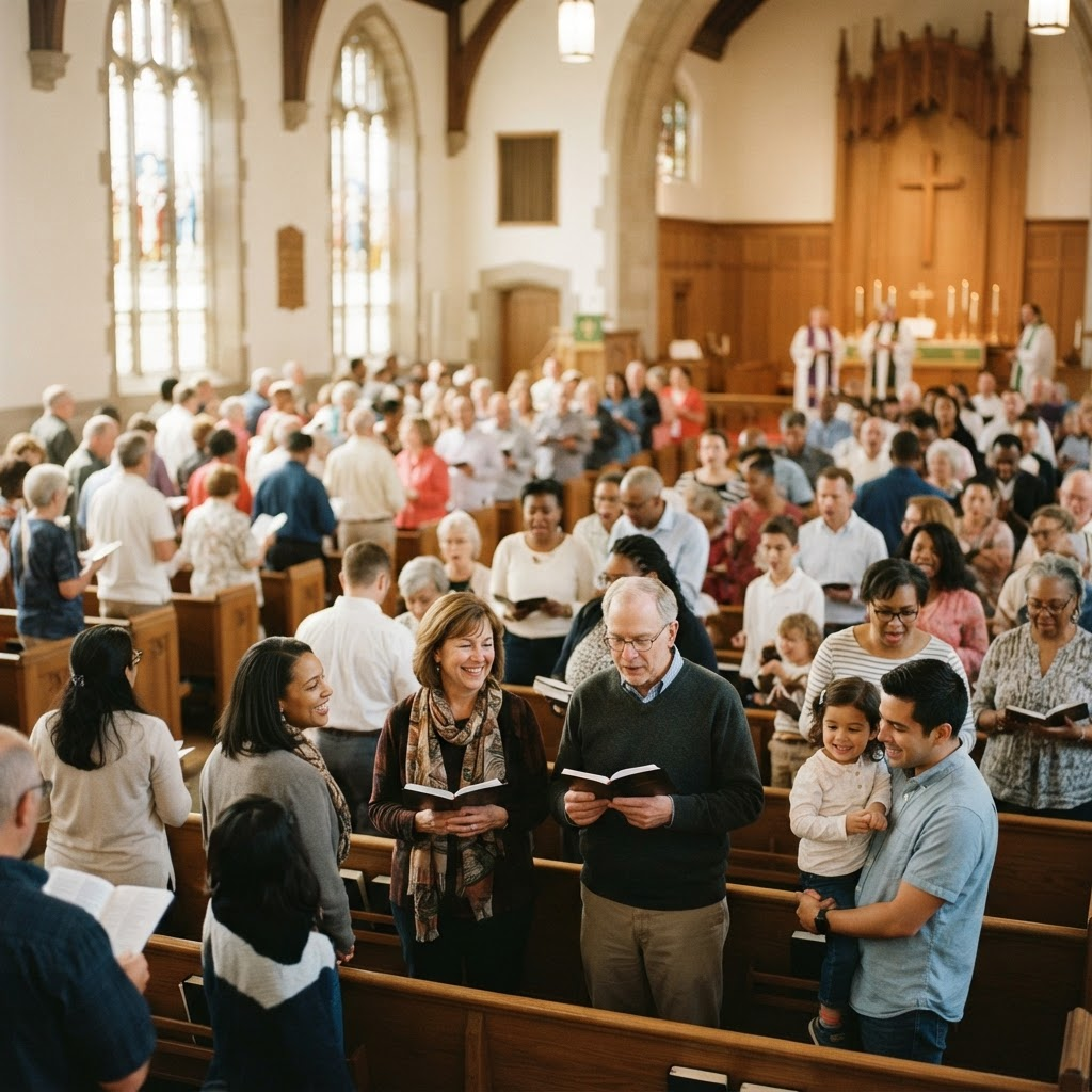 Congregation gathered for worship at Newark Christian Fellowship